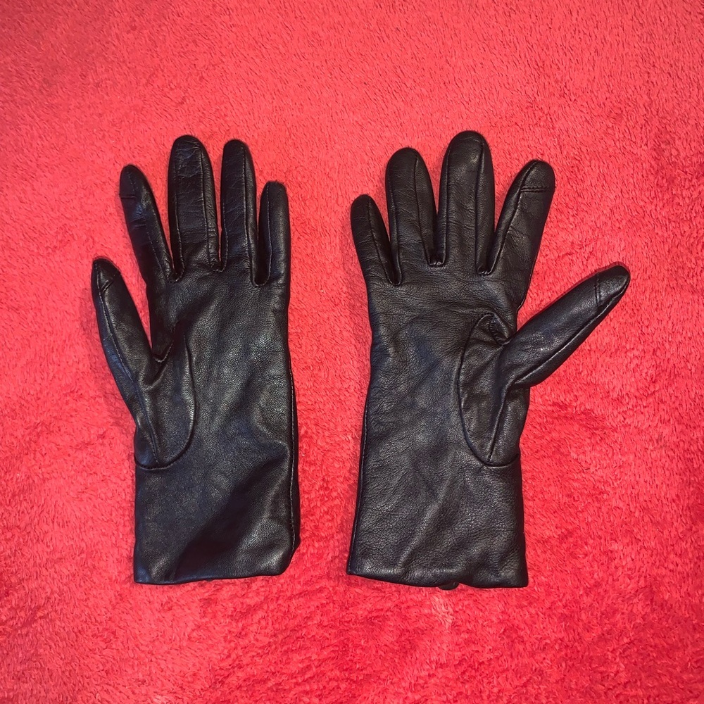Lands' End Black Leather Gloves